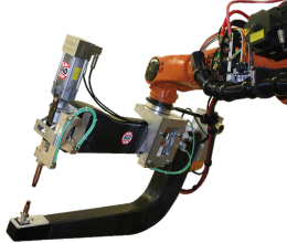 Pince creuse de soudage en carbone sur bras robotisé Pince creuse de soudage en carbone sur bras robotisé